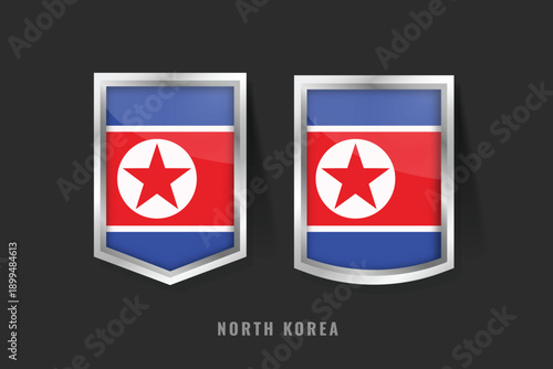Vector Illustration of NORTH KOREA Label Logo. NORTH KOREA Badge Sign NORTH KOREA With Flag,North Korean Product Label Banners Template.