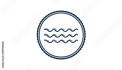 Simple blue circle logo with wavy lines inside.