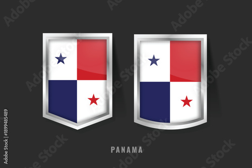 Vector Illustration of PANAMA Label Logo. Badge Sign PANAMA With Flag, Altaic Product Panamanian Label Banners Template.