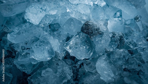 Close-up View of Ice Crystals Reflecting Light in a Cold Environment