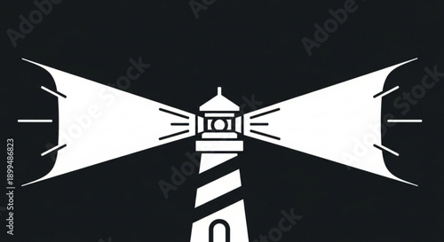Lighthouse emits powerful beams in the dark guiding ships safely to shore with bright light
