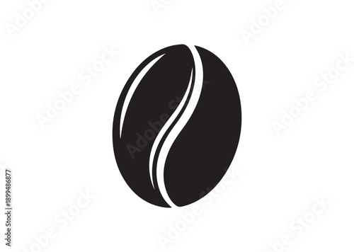 Stylized Organic Shaped Brown Coffee Bean Icon, Editable Solid Vector Illustration