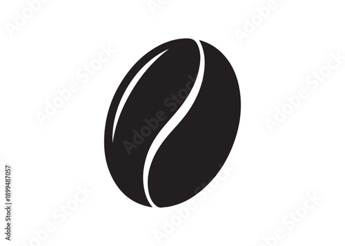 Stylized Organic Shaped Brown Coffee Bean Icon, Editable Solid Vector Illustration