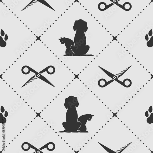Pet Grooming Pattern Design. Vector
