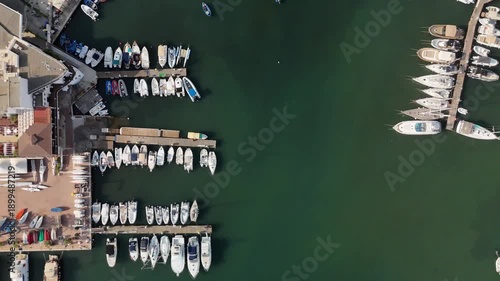 Wallpaper Mural Aerial Drone View of Teatro Margherita and Marina with Boats in Bari, Apulia, Southern Italy on the Adriatic Coastline. Top View Torontodigital.ca