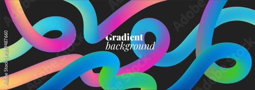 Abstract wavy lines create a vibrant gradient background. Colorful curves flow across the design, forming a dynamic pattern perfect for modern posters and cards.