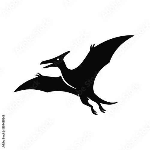 Flying pterosaur dinosaur silhouette icon .eps