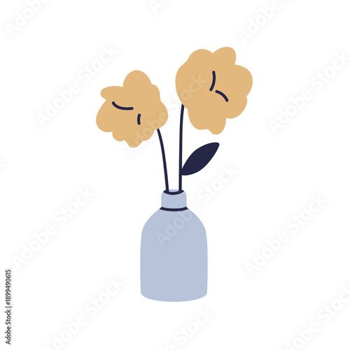 Flowers in vase. Delicate spring blooms, minimal floral plant decoration. Gen...