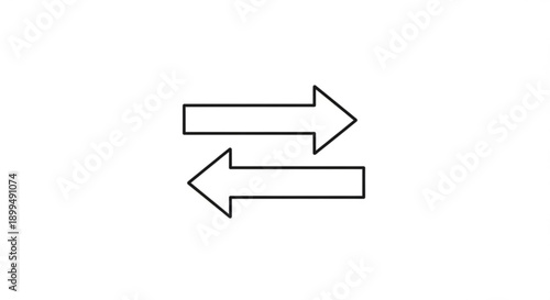 Two black arrows pointing in opposite directions on white background for navigation or comparison concepts