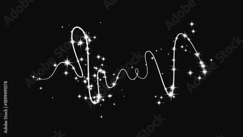 Silver glittering confetti wave and stardust