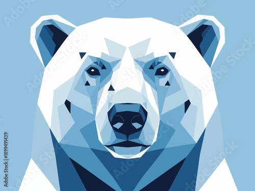 Low poly geometric polar bear portrait