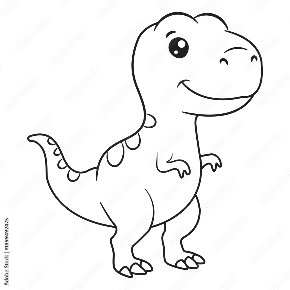 Naklejka premium cute baby dinosaur of coloring page activity for kids.