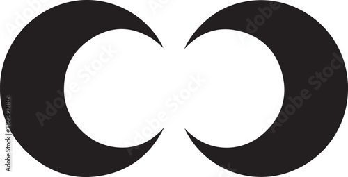Black and white infinity symbol graphic design element isolated