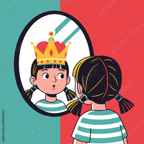 Little girl wearing a crown.