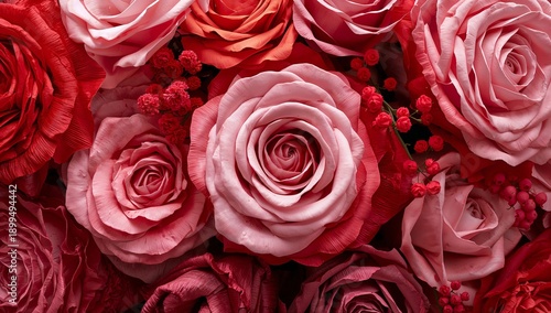 Colorful Roses Arranged in a Close View in Bright Colors at a Flower Shop