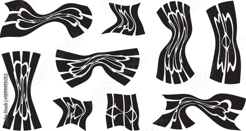 Abstract black and white shapes and patterns collection