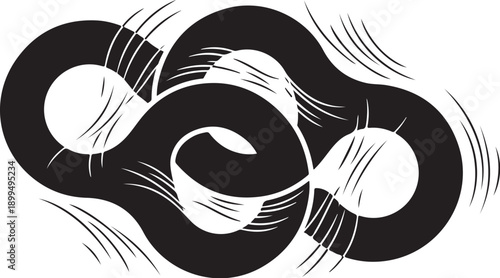 Dynamic Black and White Abstract Art Design Element Illustration