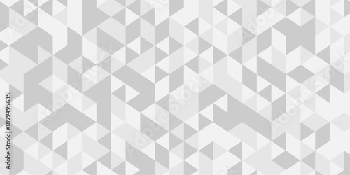 Vector white and gray overlapping polygon square texture. Seamless geometric pattern triangle shapes low polygon backdrop background. Abstract line poly background.