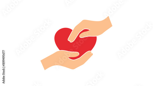 two hands gently holding a red heart symbol a gesture of love and care silhouette