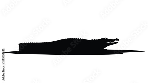 black alligator animal silhouette against a plain white background
