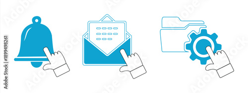 Click the Vector Icon Related to the set of notification, message, and file settings buttons. The icon looks like an isolated index finger on a white background.