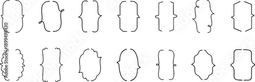 Curly bracket icon set for design and coding. Outline brace shapes for UI, typography, and layouts. Clean symbols isolated on white background.