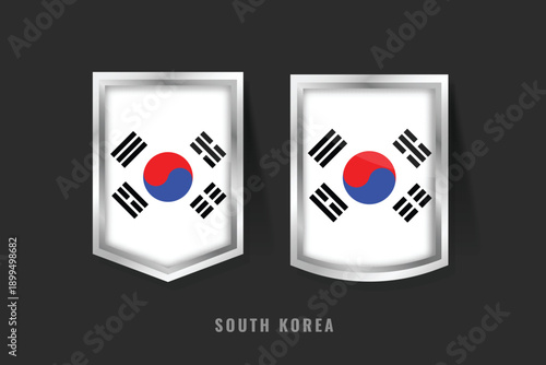Vector Illustration of SOUTH KOREA Label Logo. SOUTH KOREA Badge Sign SOUTH KOREA With Flag, South Korean Product Label Banners Template.