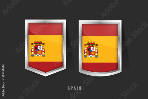 Vector Illustration of SPAIN Label Logo. SPAIN Badge Sign SPAIN With Flag, Spanish Product Label Banners Template.