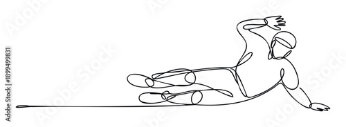 Dynamic continuous line drawing of a person in a breakdancing pose, perfect for modern graphic design projects focusing on movement and active living concepts.