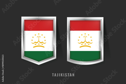 Vector Illustration of TAJIKISTAN Label Logo. TAJIKISTAN Badge Sign TAJIKISTAN With Flag, Tajikistani Product Label Banners Template.
