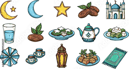 Adobe Illustrator Artwork.ramadan,islam,icon,celebration,prayer,spiritual,faith,star,moon,holy,graphic,people,religious,book,drawing,worship,event,family,sunrise,vignetting,crescent,pack,pictogram,kor