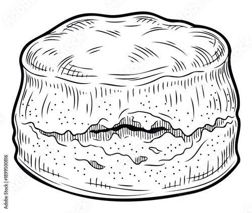 Rustic hand drawn biscuit or scone sketch perfect for vintage bakery menus cookbook illustrations and traditional food packaging designs