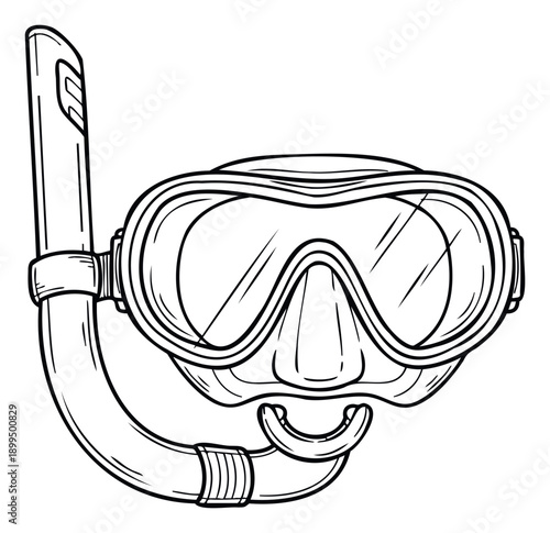 Essential diving mask with snorkel for underwater exploration and leisure activities perfect for summer vacation advertisements and travel industry promotions.