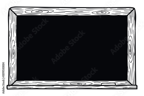 Classic blackboard with a rustic wooden frame and a piece of chalk, ideal for educational content, school supplies presentations, or vintage classroom themes.