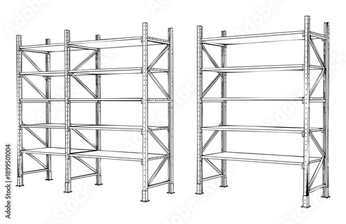 Robust metal storage racks and industrial shelving units provide efficient organization solutions for warehouse logistics and inventory management in various commercial and retail