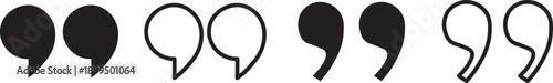 Quotation marks icon set, double quote symbol vector illustration. Set of quote marks for speech marks, quote symbols collection in solid and outline style. talking marks and comments design. vector, 