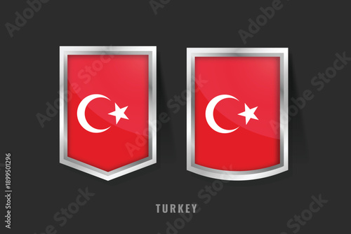 Vector Illustration of TURKEY Label Logo. TURKEY Badge Sign TURKEY With Flag, Turkish Product Label Banners Template.