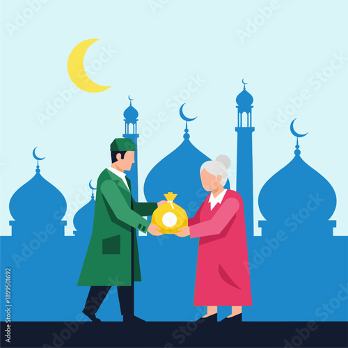 Man and Woman Exchanging Gift Bag.