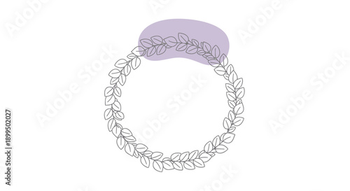 Vector laurel wreath with purple ribbon, for award or certificate mockup, isolated on transparent background, png