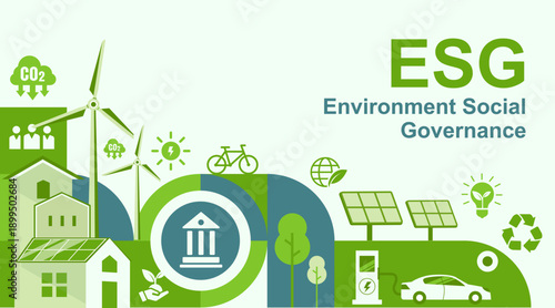 ESG Environmental Social Governance Business Background with Sustainability Concept for Corporate Design