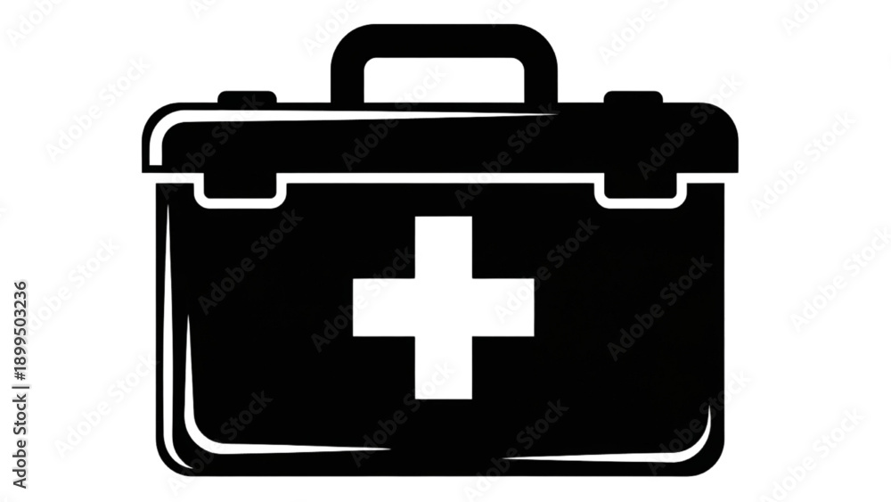 Obraz premium First aid kit icon illustration on a simple background from a straightforward viewpoint