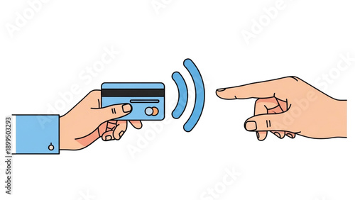Hand holding credit card near another hand with finger pointing during transaction