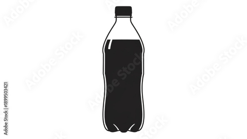 A clear plastic bottle filled with dark liquid, sealed and viewed from the front.
