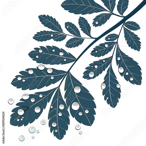 Elegant botanical leaf pattern in monochromatic blue against a light background