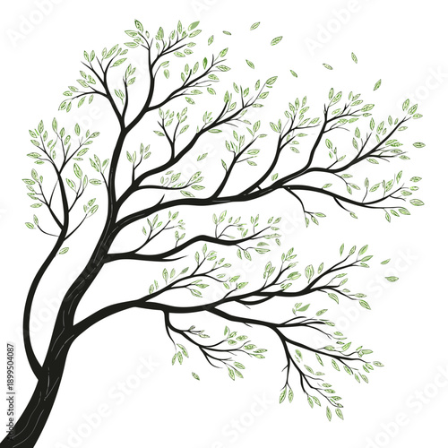 A minimalist illustration of a bare tree branch against a plain background