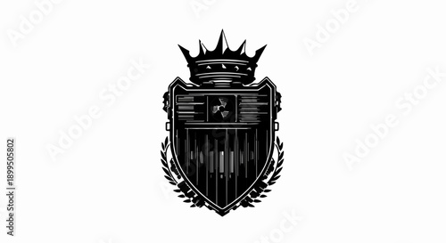 Regal crest with crown and laurel wreath, symbolizing heritage and prestige