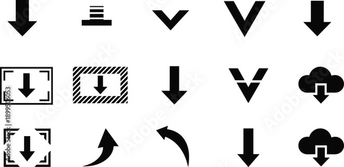Download arrow icons set including cloud and navigation symbols isolated on white background vector illustration collection