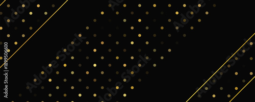 Dark background with golden lines and glittering dots