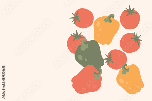 Art & Illustration Fresh Vegetable Mix Banner, Vector Illustration