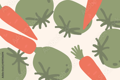 Art & Illustration Fresh Vegetable Mix Banner, Vector Illustration